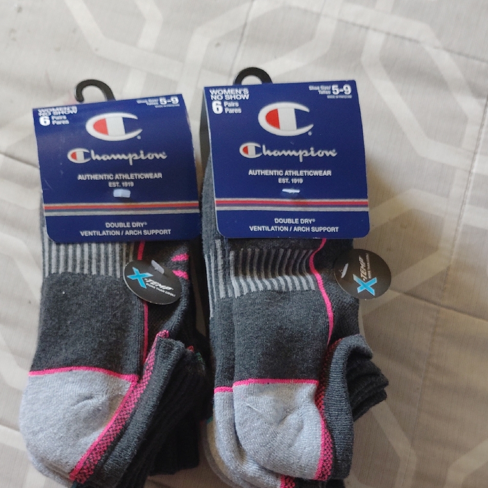 Champion Women's Socks - Dark Gray and Pink